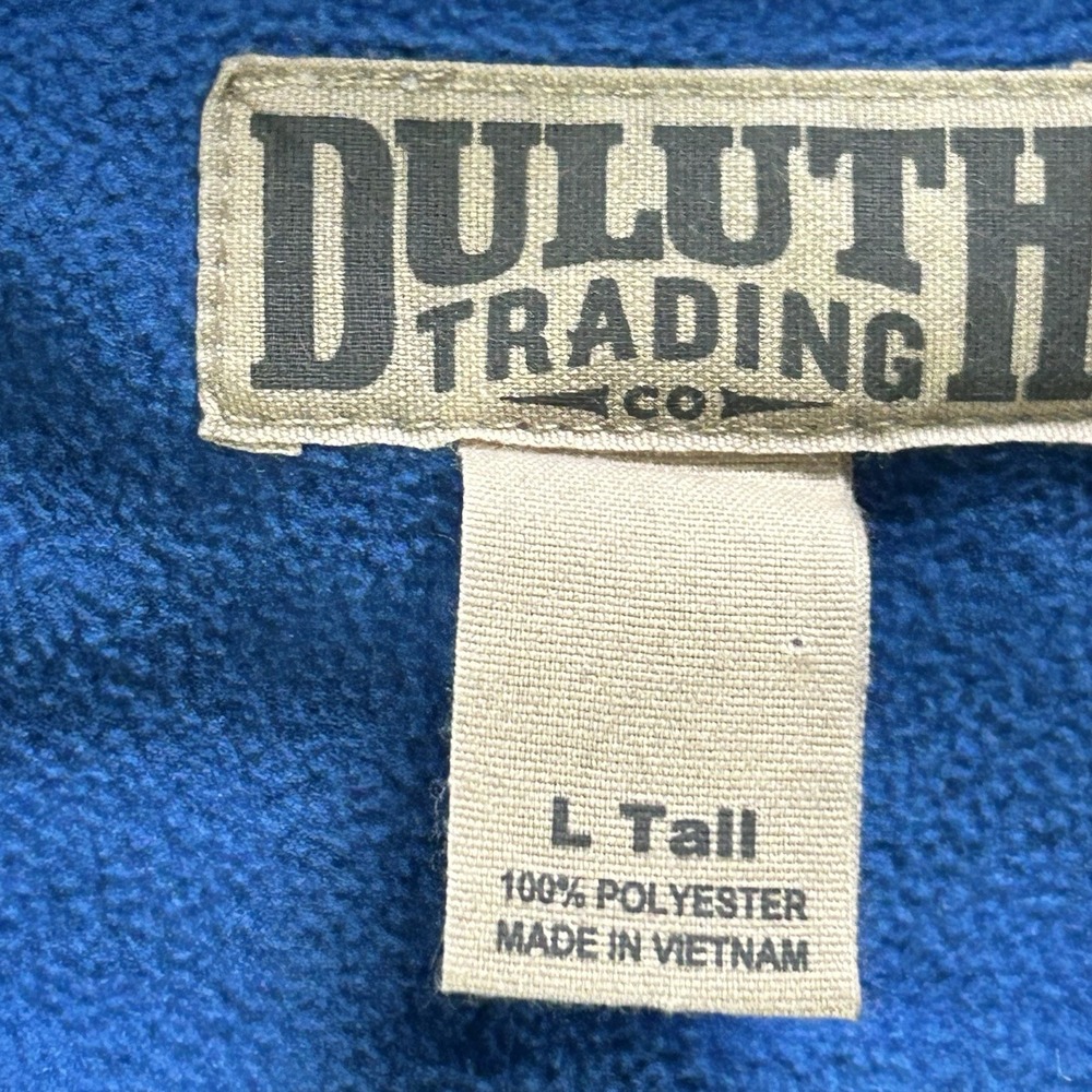 Duluth Trading Jacket Mens Large Tall Blue Shoremans Fleece Gridlock Full Zip - Picture 3 of 8
